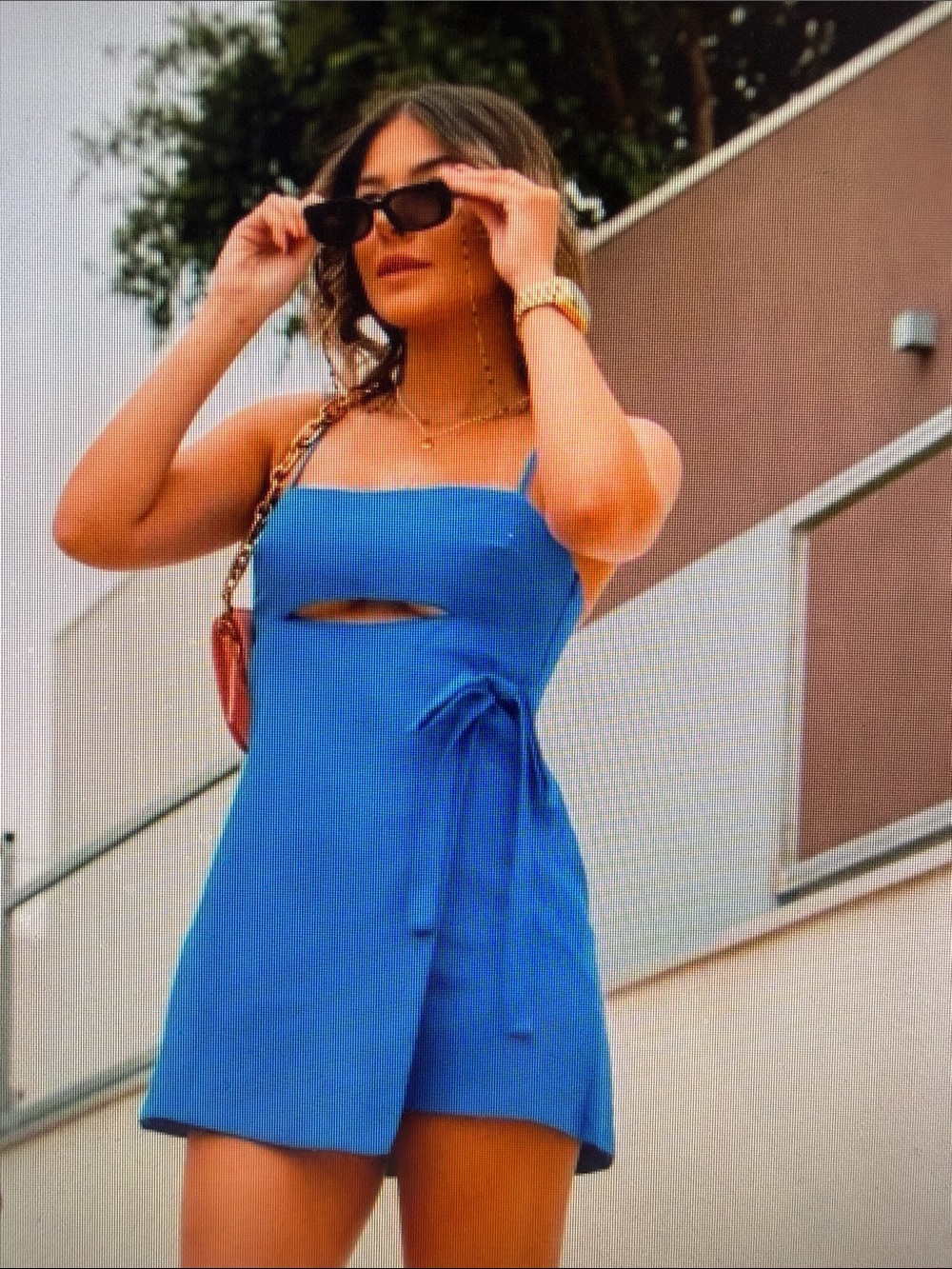 Zara Cobalt Blue Wedding Guest Mini SKORT Cutout Side Tie Spaghetti Strap S - Picture 2 of 16